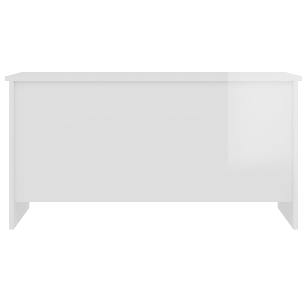 magasfényű fehér szerelt fa dohányzóasztal 102 x 55,5 x 52,5 cm