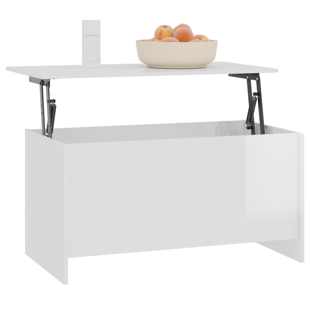magasfényű fehér szerelt fa dohányzóasztal 102 x 55,5 x 52,5 cm