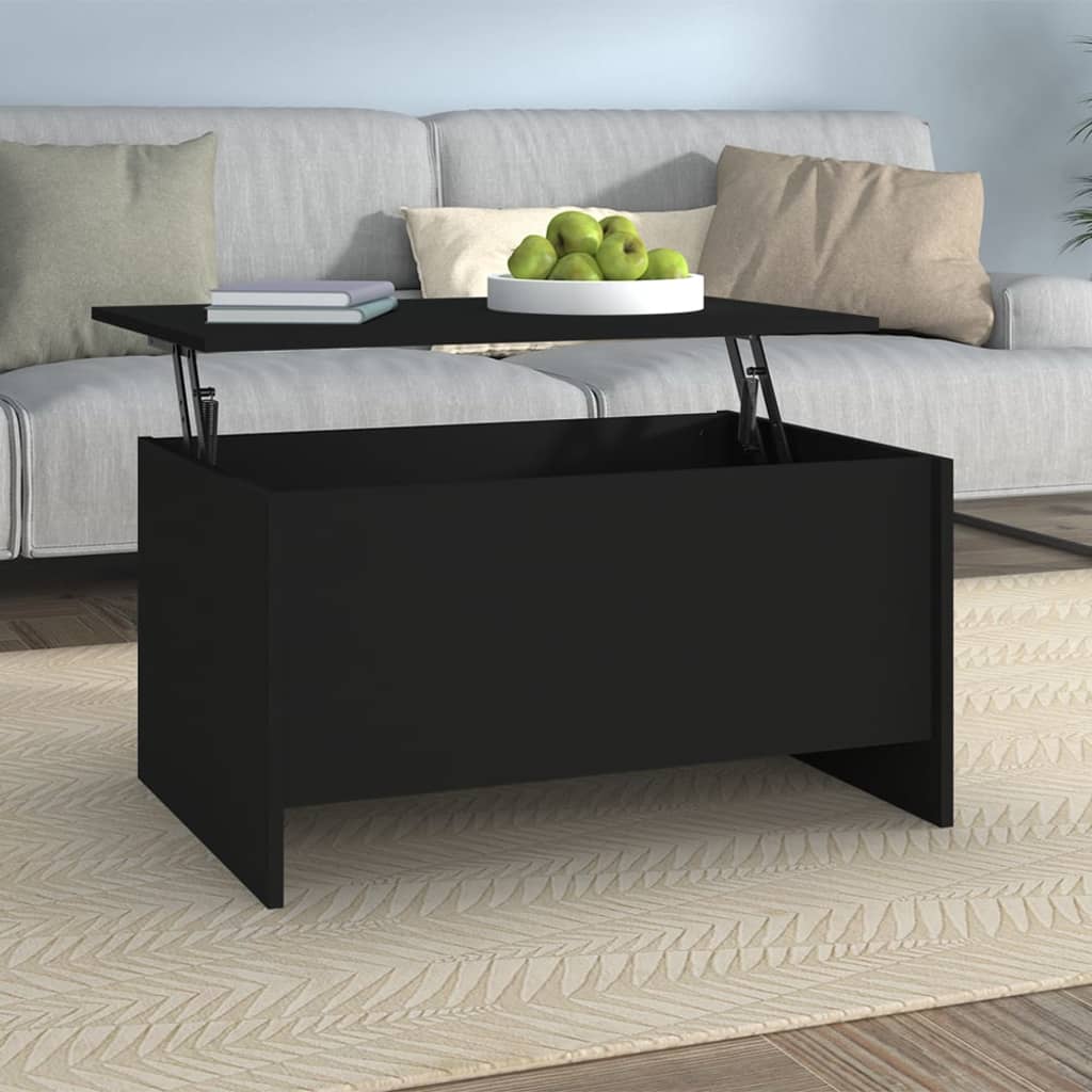 fekete szerelt fa dohányzóasztal 80 x 55,5 x 41,5 cm