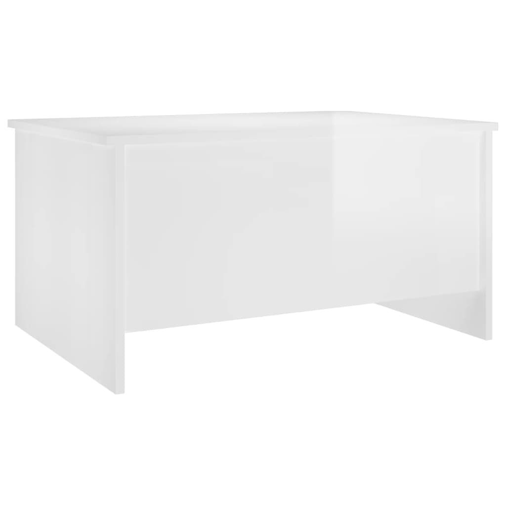 magasfényű fehér szerelt fa dohányzóasztal 80x55,5x41,5 cm