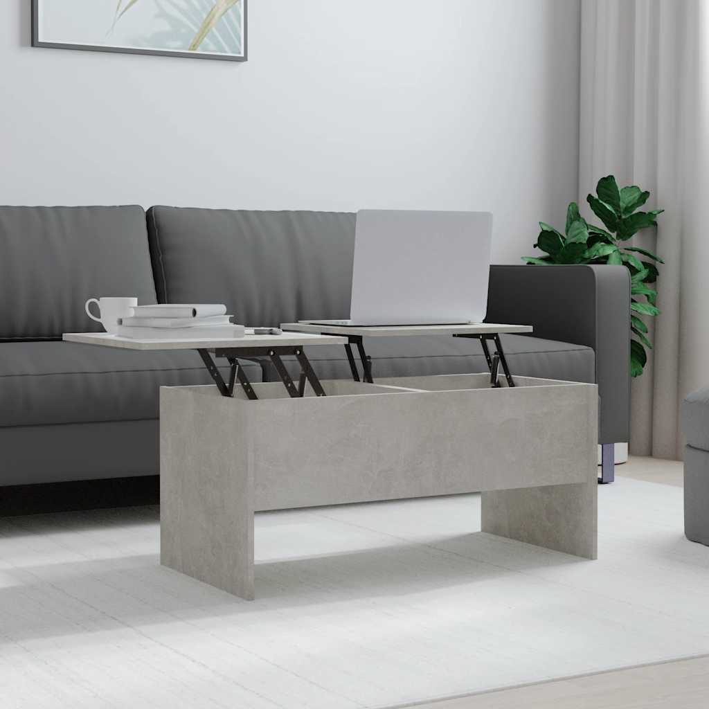 betonszürke szerelt fa dohányzóasztal 102 x 50,5 x 46,5 cm