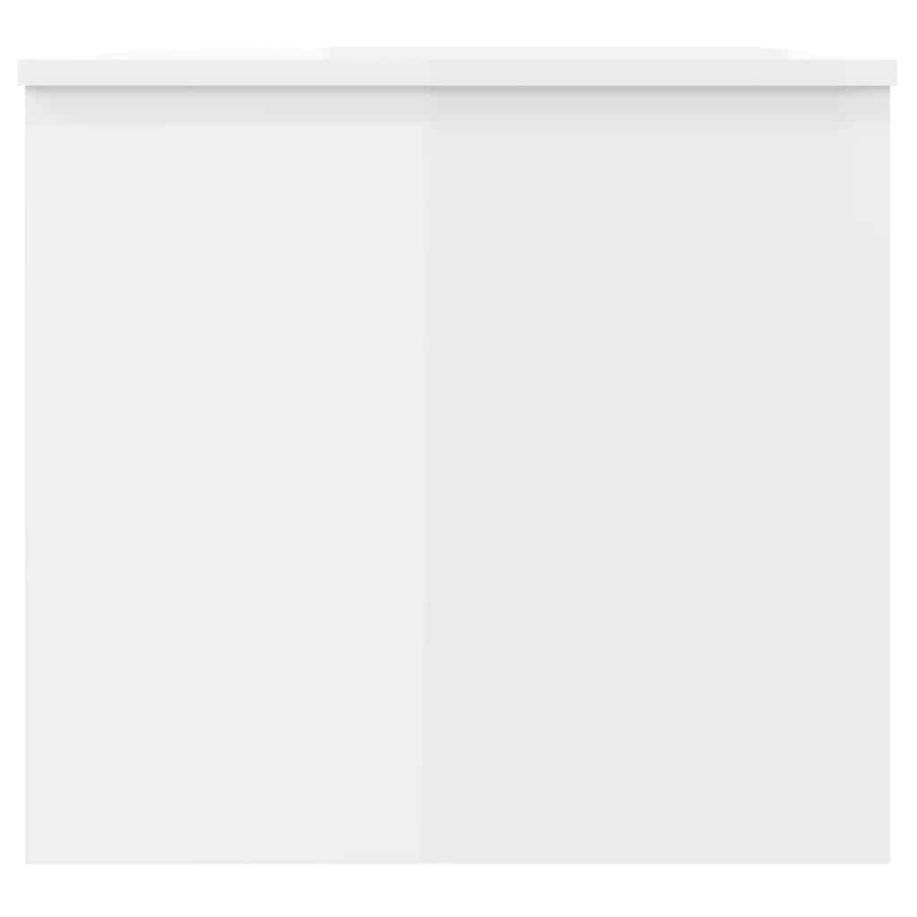 magasfényű fehér szerelt fa dohányzóasztal 102x50,5x46,5 cm