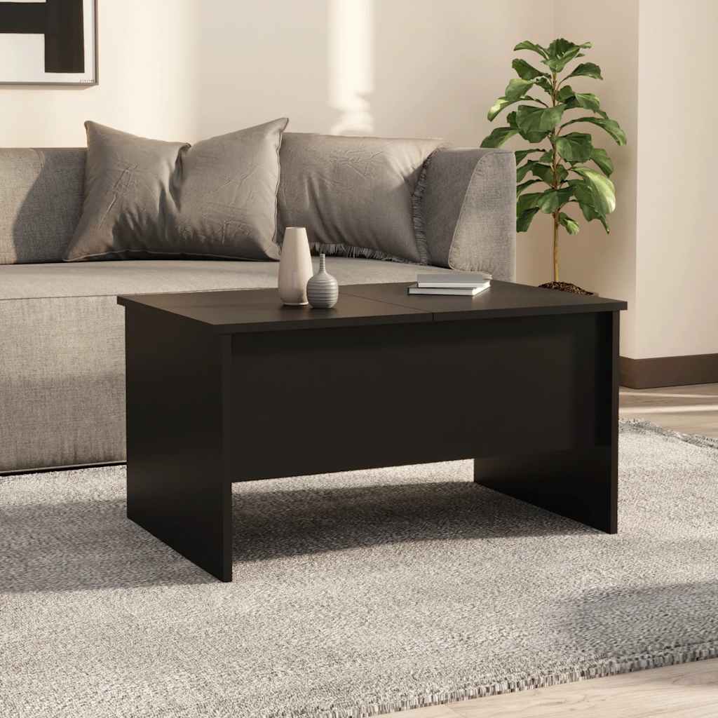 fekete szerelt fa dohányzóasztal 80 x 50 x 42,5 cm