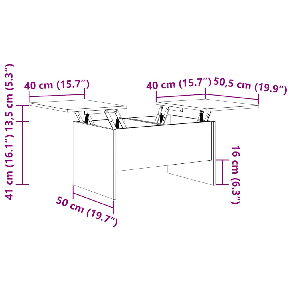 betonszürke szerelt fa dohányzóasztal 80 x 50 x 42,5 cm