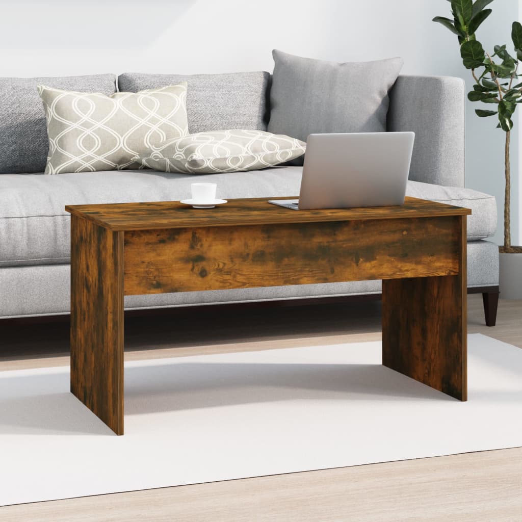 füstös tölgy színű szerelt fa dohányzóasztal 102x50,5x52,5 cm