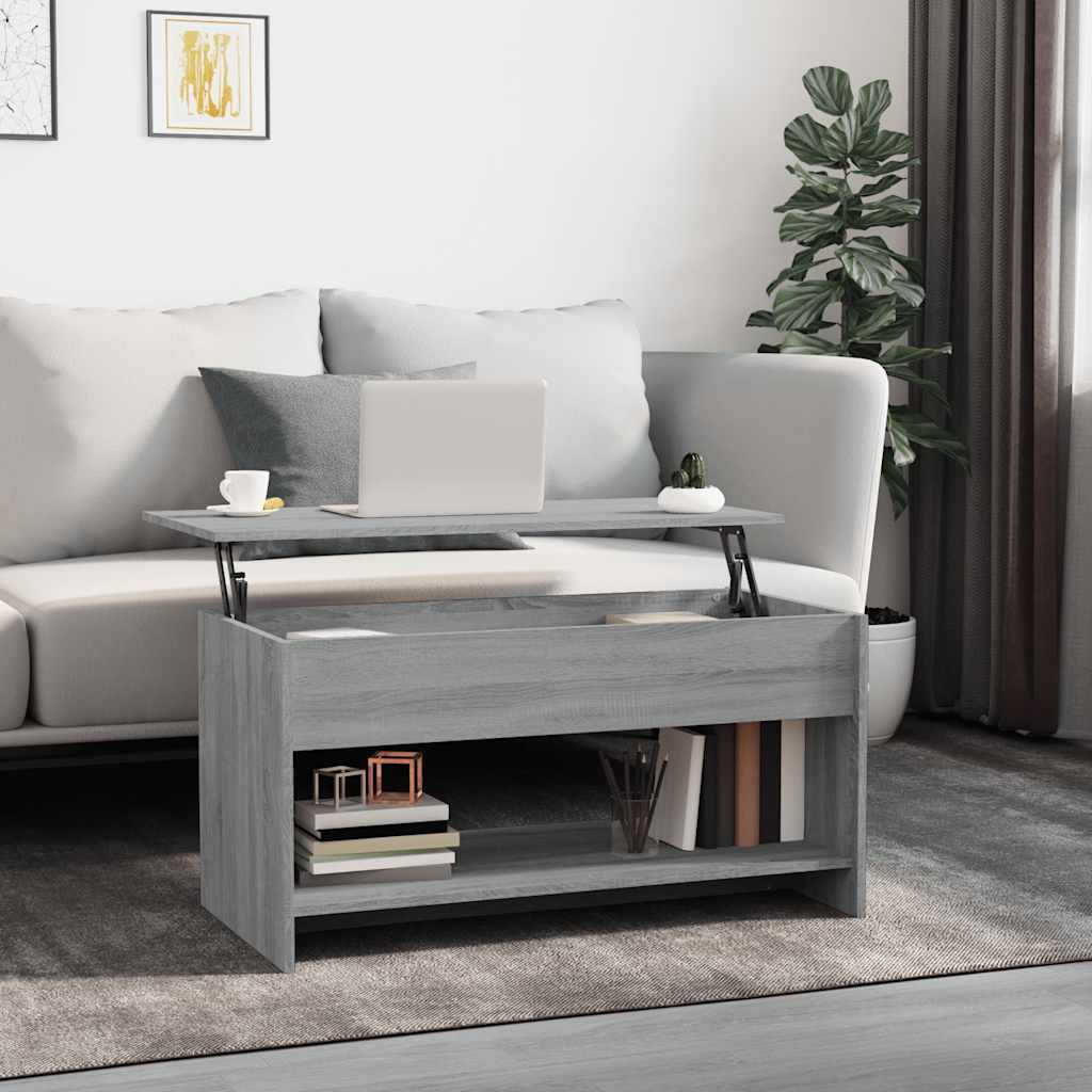 szürke sonoma színű szerelt fa dohányzóasztal 102x50x52,5 cm