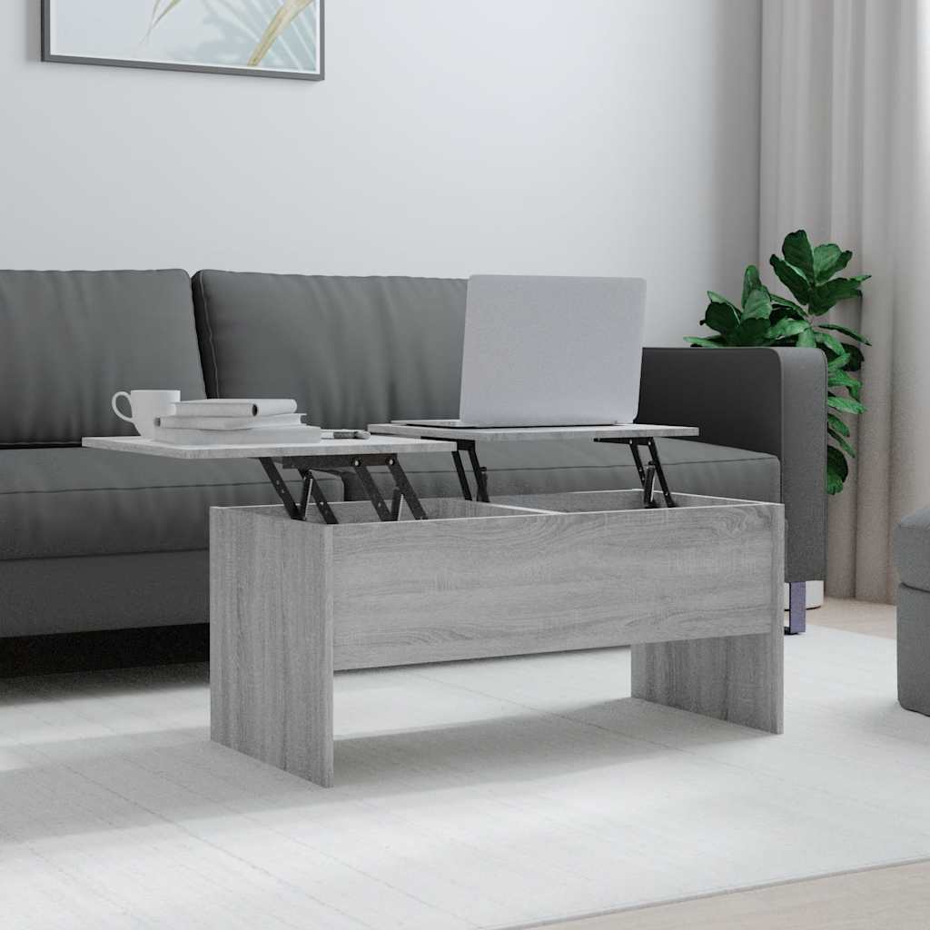 szürke sonoma színű szerelt fa dohányzóasztal 102x50,5x46,5 cm