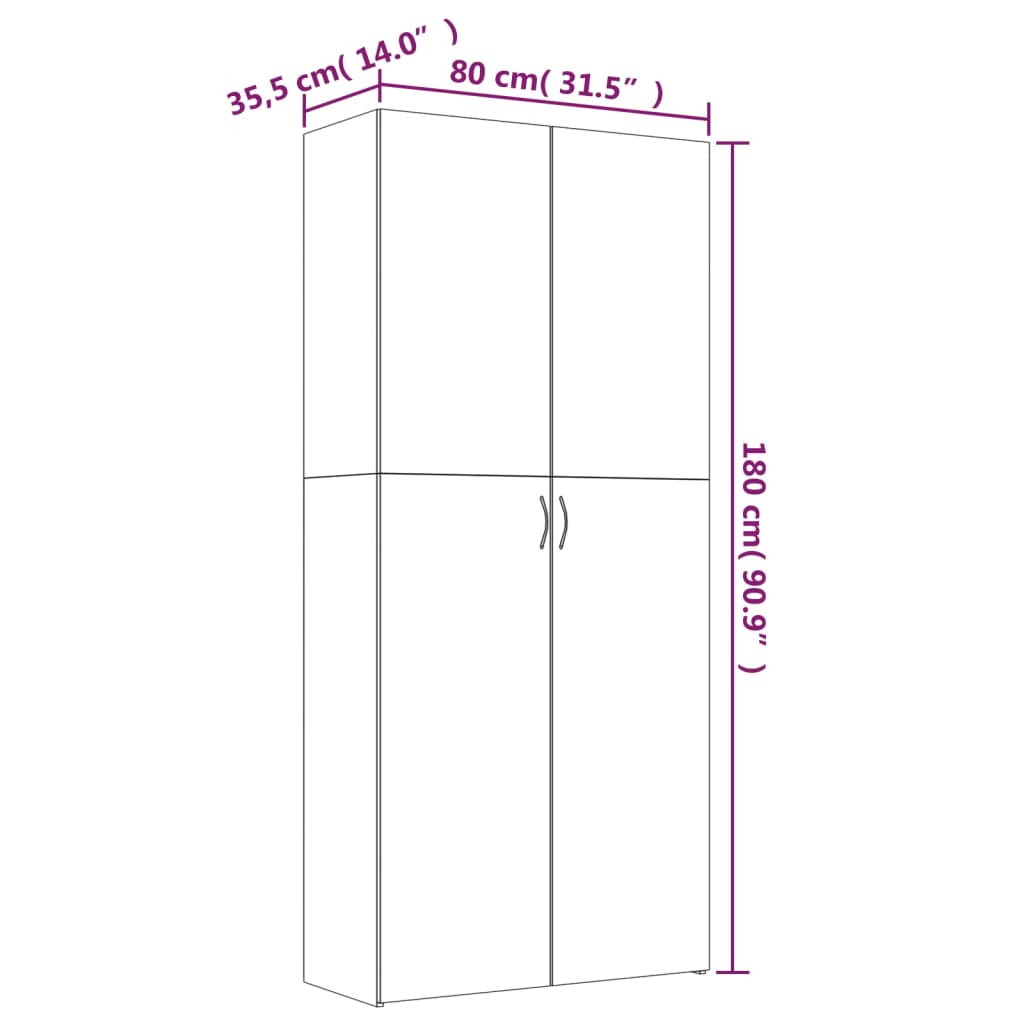 barna tölgyszínű szerelt fa cipősszekrény 80 x 35,5 x 180 cm