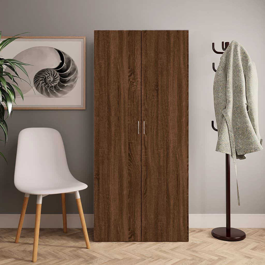 barna tölgyszínű szerelt fa cipősszekrény 80 x 35,5 x 180 cm