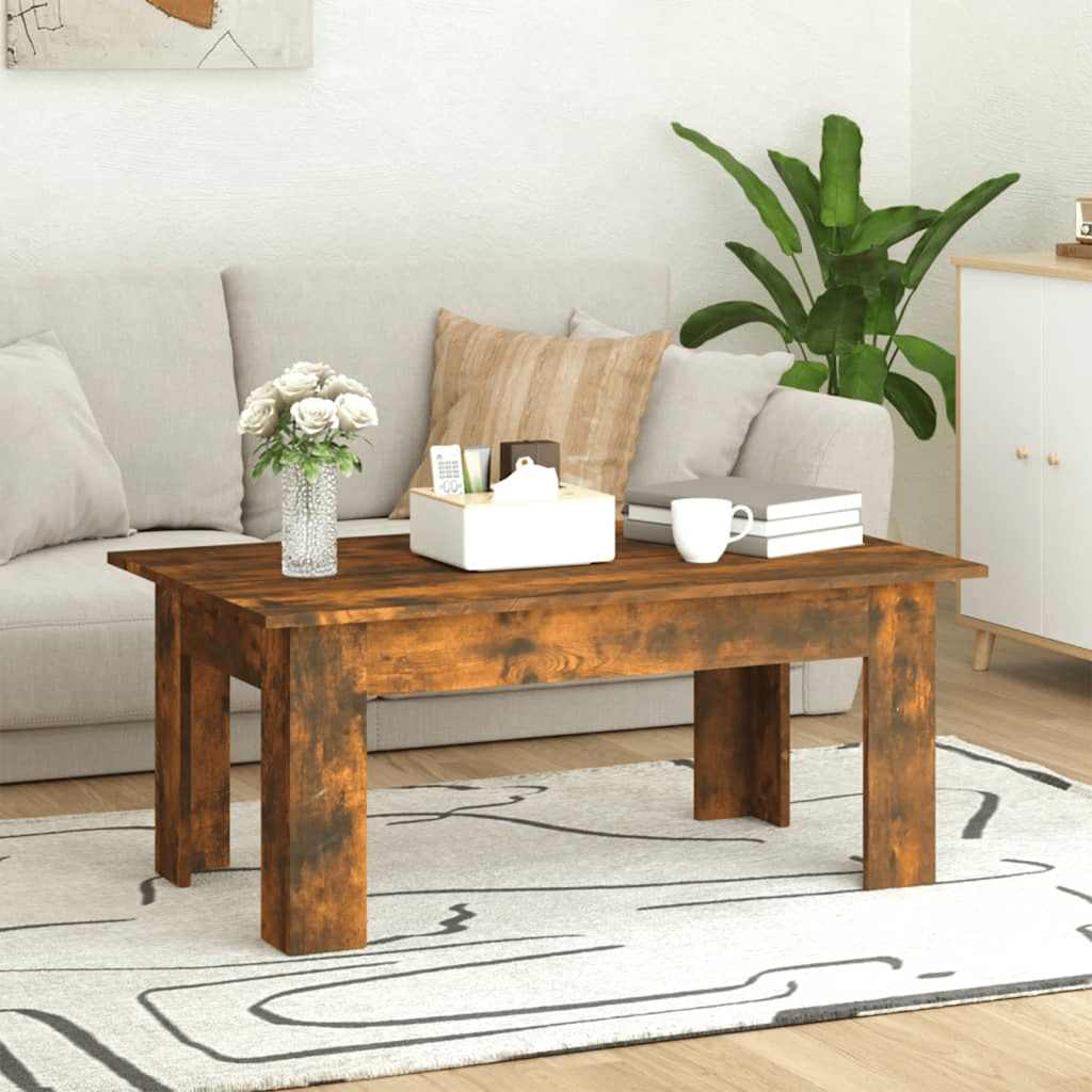 füstös tölgy színű szerelt fa dohányzóasztal 100 x 60 x 42 cm