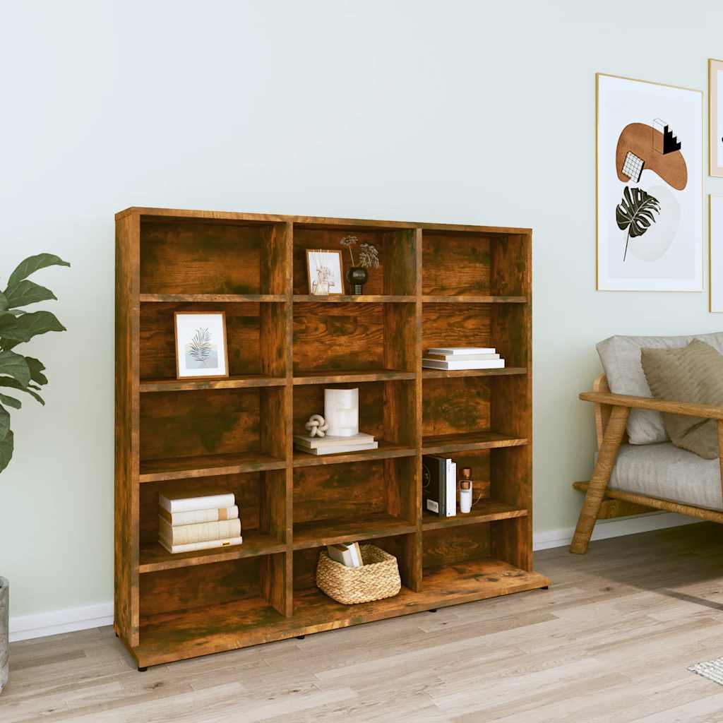 füstös tölgy színű szerelt fa CD-szekrény 100 x 23 x 89,5 cm