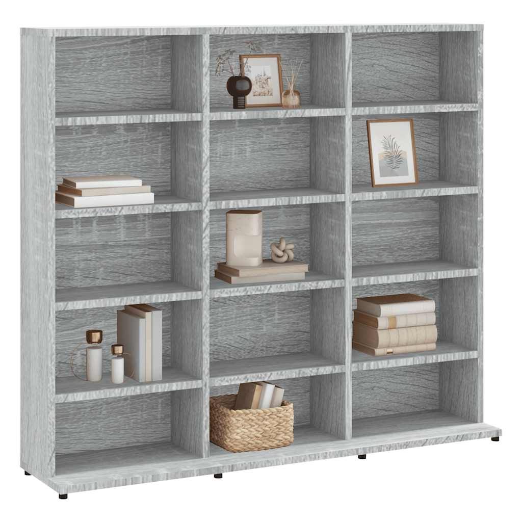 szürke sonoma színű szerelt fa CD-szekrény 100 x 23 x 89,5 cm