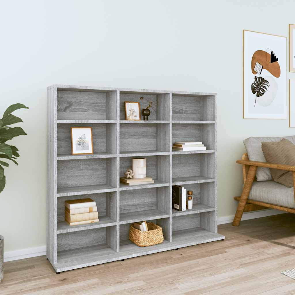 szürke sonoma színű szerelt fa CD-szekrény 100 x 23 x 89,5 cm