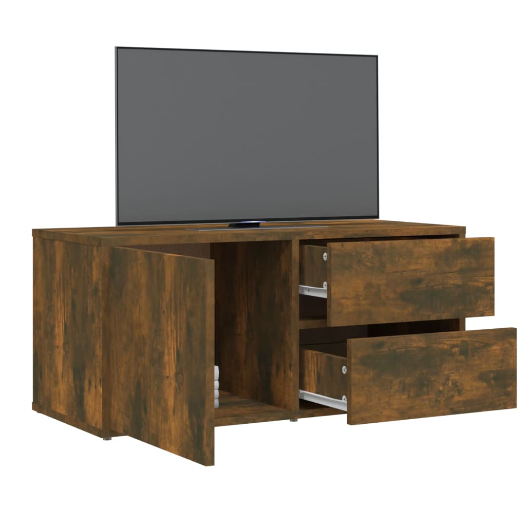 füstös tölgy színű szerelt fa TV-szekrény 80 x 34 x 36 cm