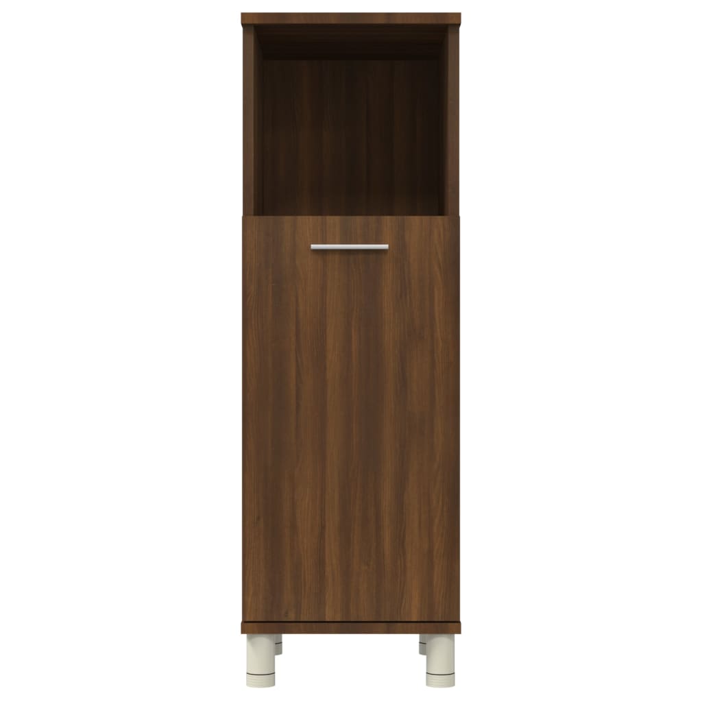 barna tölgy színű szerelt fa fürdőszobaszekrény 30x30x95 cm
