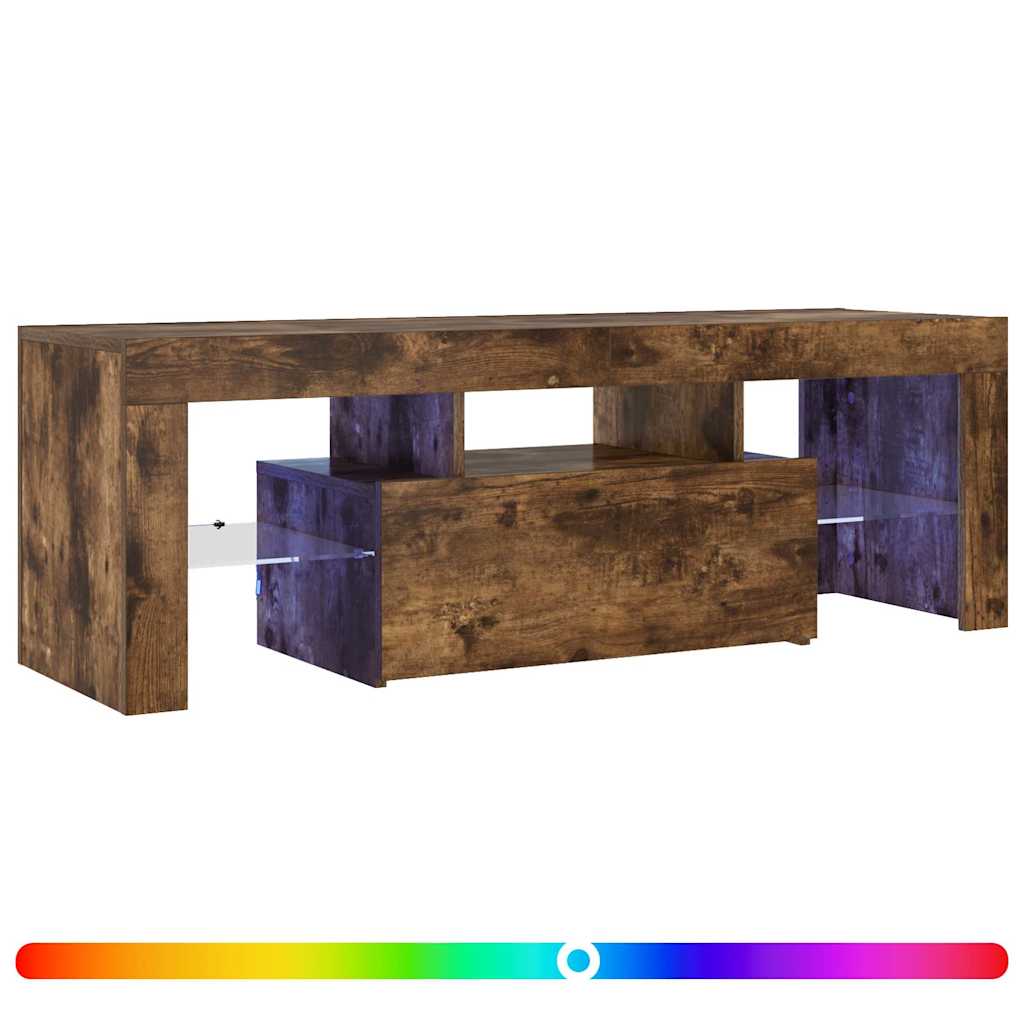 füstös tölgy színű TV-szekrény LED-világítással 120x35x40 cm