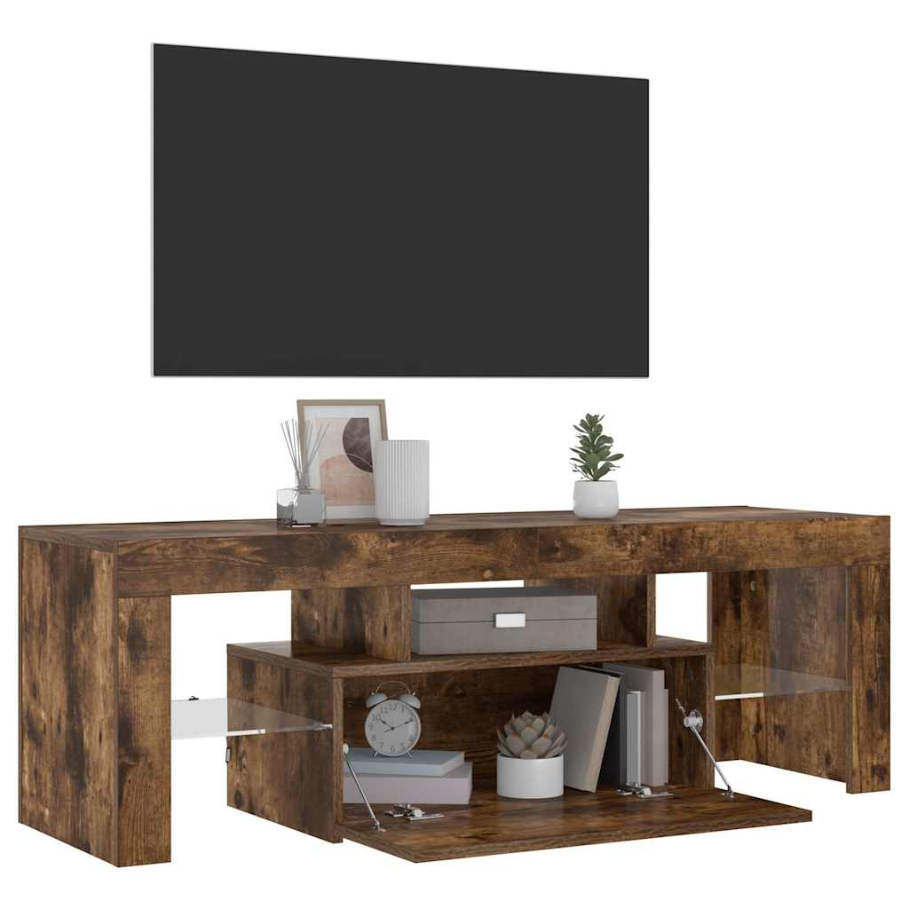 füstös tölgy színű TV-szekrény LED-világítással 120x35x40 cm
