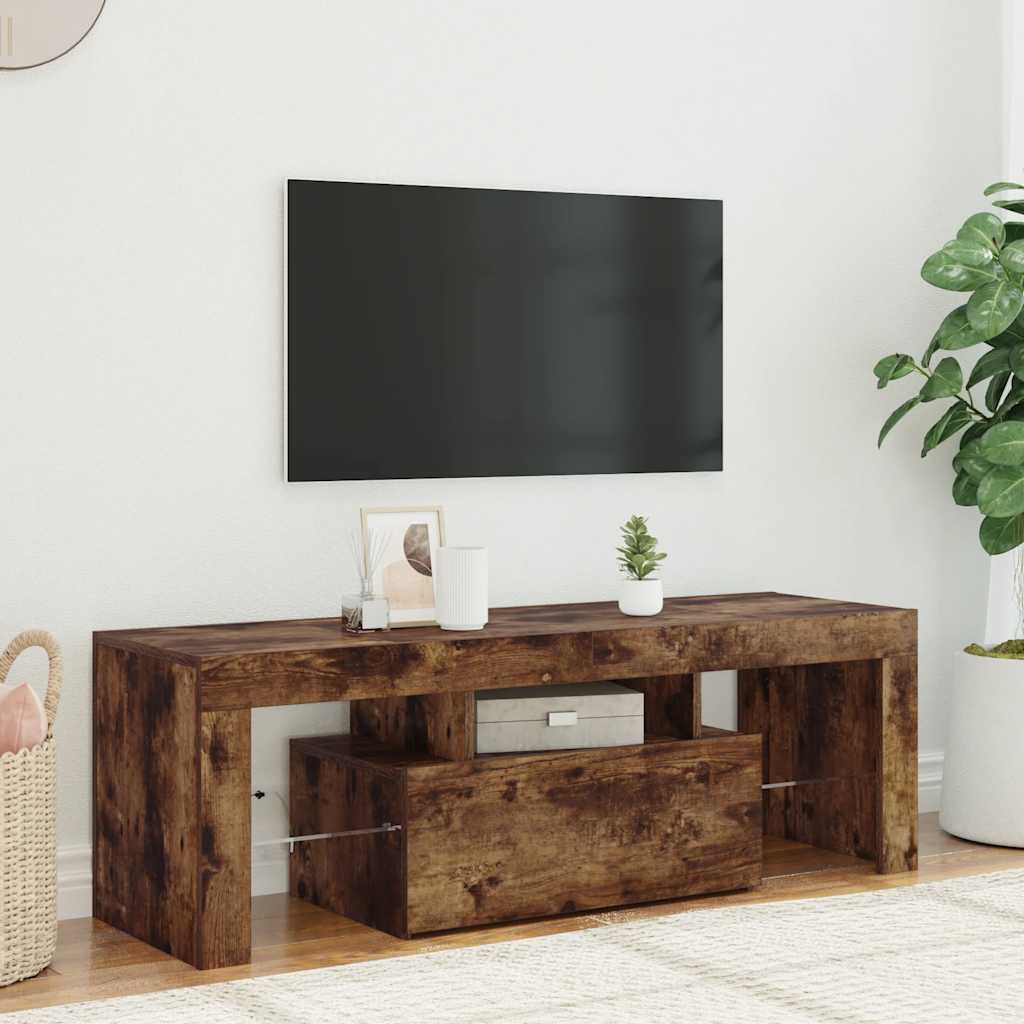 füstös tölgy színű TV-szekrény LED-világítással 120x35x40 cm