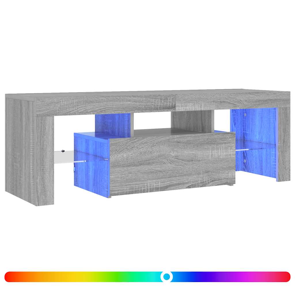 szürke sonoma színű TV-szekrény LED-lámpákkal 120 x 35 x 40 cm