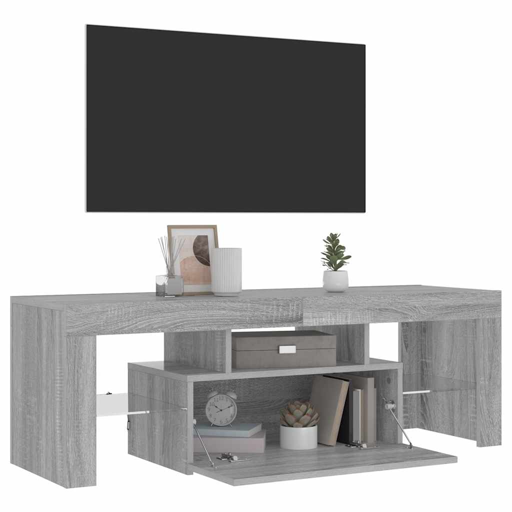 szürke sonoma színű TV-szekrény LED-lámpákkal 120 x 35 x 40 cm