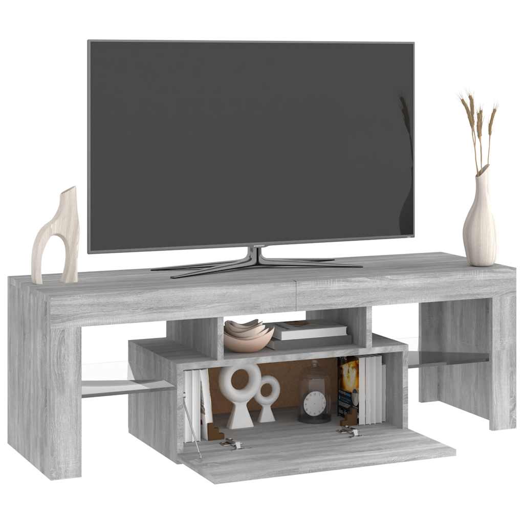 szürke sonoma színű TV-szekrény LED-lámpákkal 120 x 35 x 40 cm