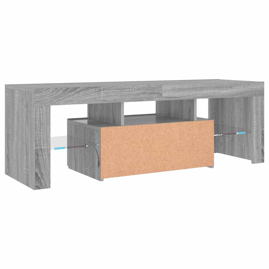 szürke sonoma színű TV-szekrény LED-lámpákkal 120 x 35 x 40 cm