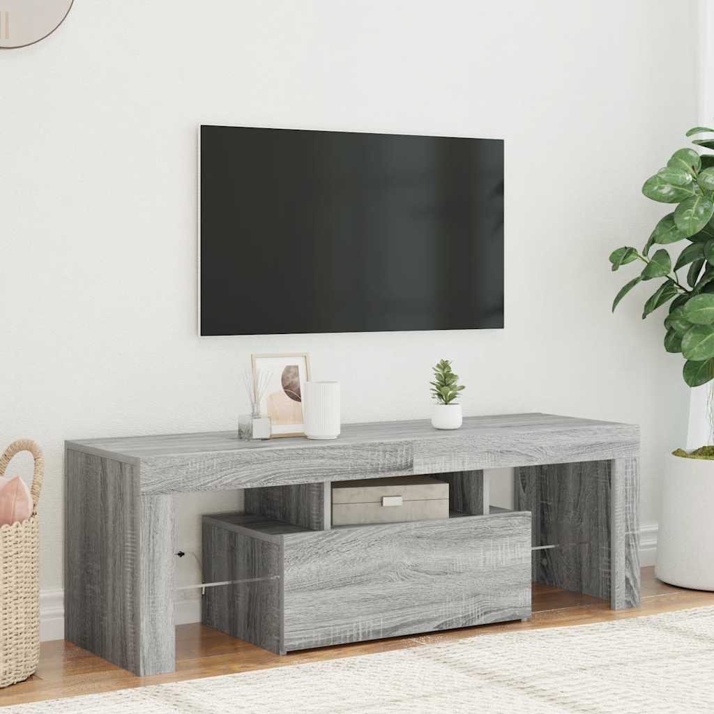szürke sonoma színű TV-szekrény LED-lámpákkal 120 x 35 x 40 cm