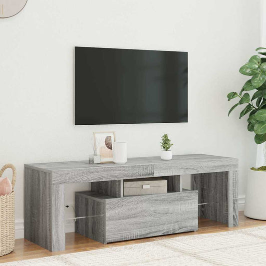 szürke sonoma színű TV-szekrény LED-lámpákkal 120 x 35 x 40 cm
