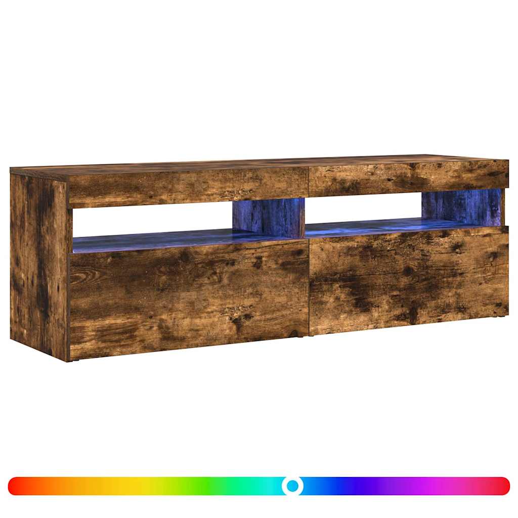 füstös tölgy színű TV-szekrény LED-ekkel 120x35x40 cm