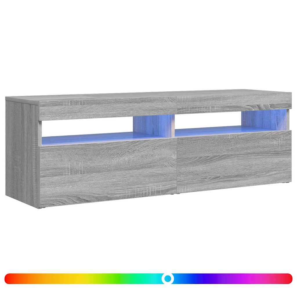 szürke sonoma színű TV-szekrény LED-lámpákkal 120 x 35 x 40 cm
