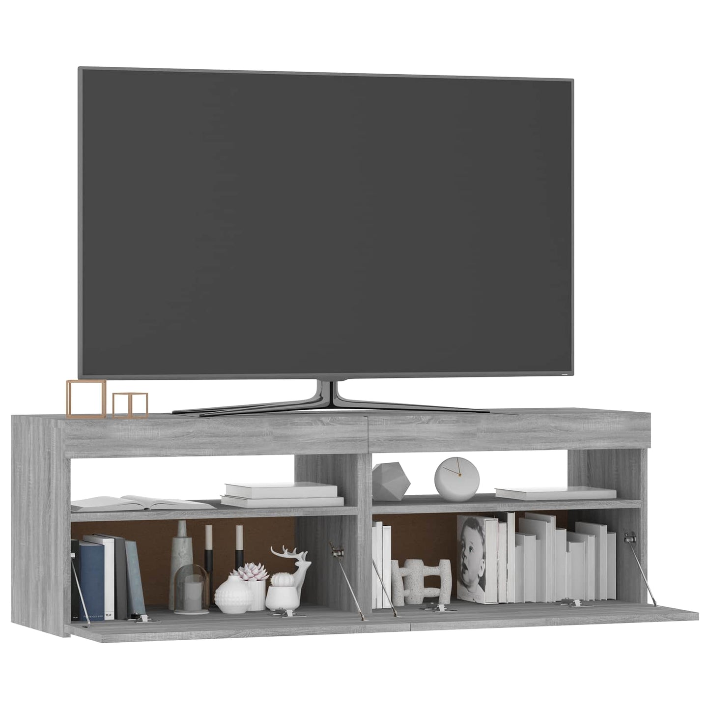 szürke sonoma színű TV-szekrény LED-lámpákkal 120 x 35 x 40 cm
