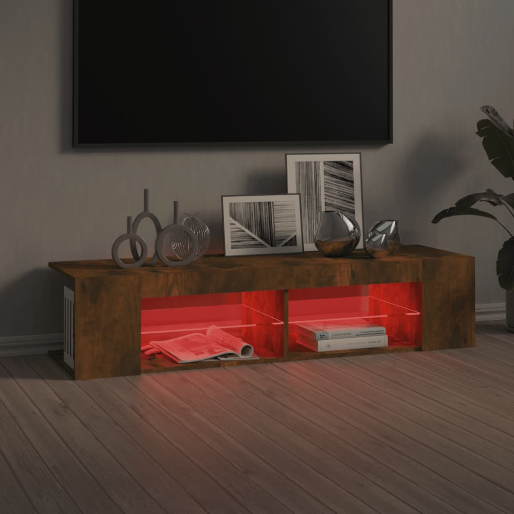 füstös tölgy színű TV-szekrény LED-ekkel 135 x 39 x 30 cm