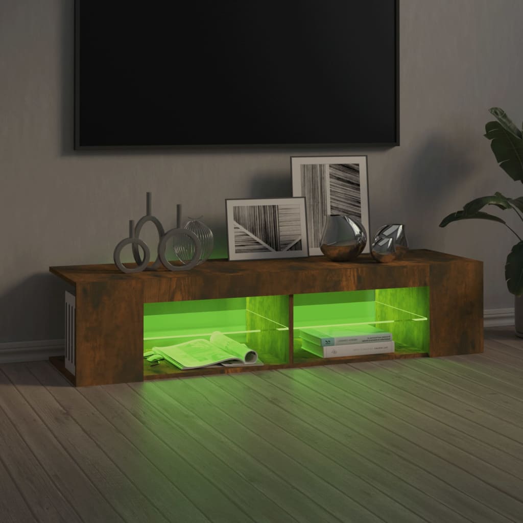 füstös tölgy színű TV-szekrény LED-ekkel 135 x 39 x 30 cm