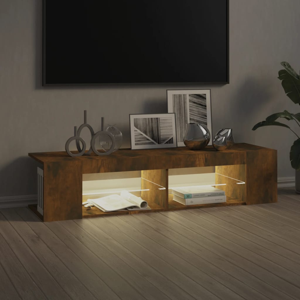 füstös tölgy színű TV-szekrény LED-ekkel 135 x 39 x 30 cm