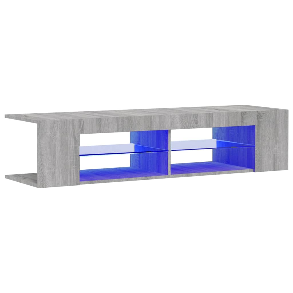 szürke sonoma színű TV-szekrény LED-lámpákkal 135 x 39 x 30 cm