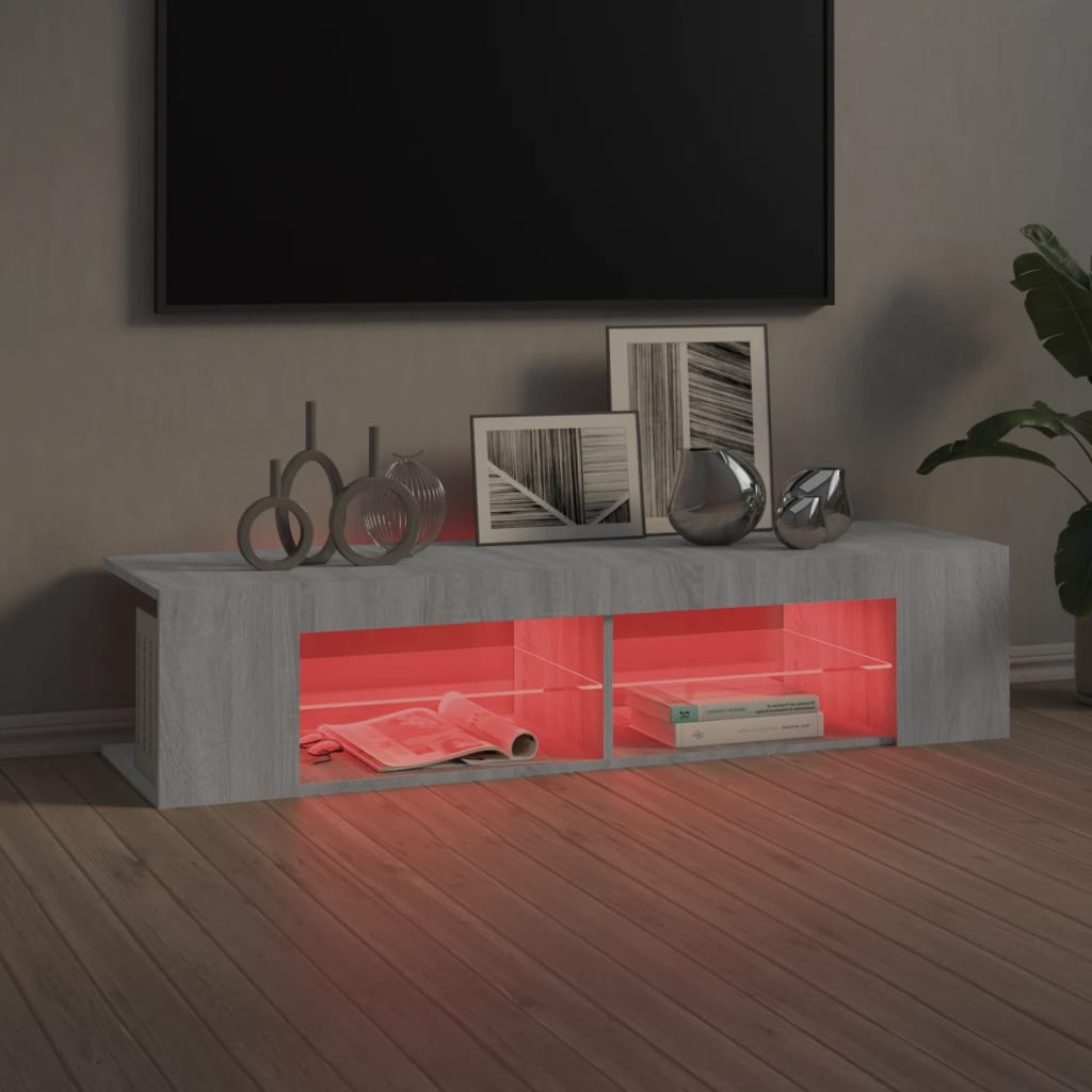 szürke sonoma színű TV-szekrény LED-lámpákkal 135 x 39 x 30 cm