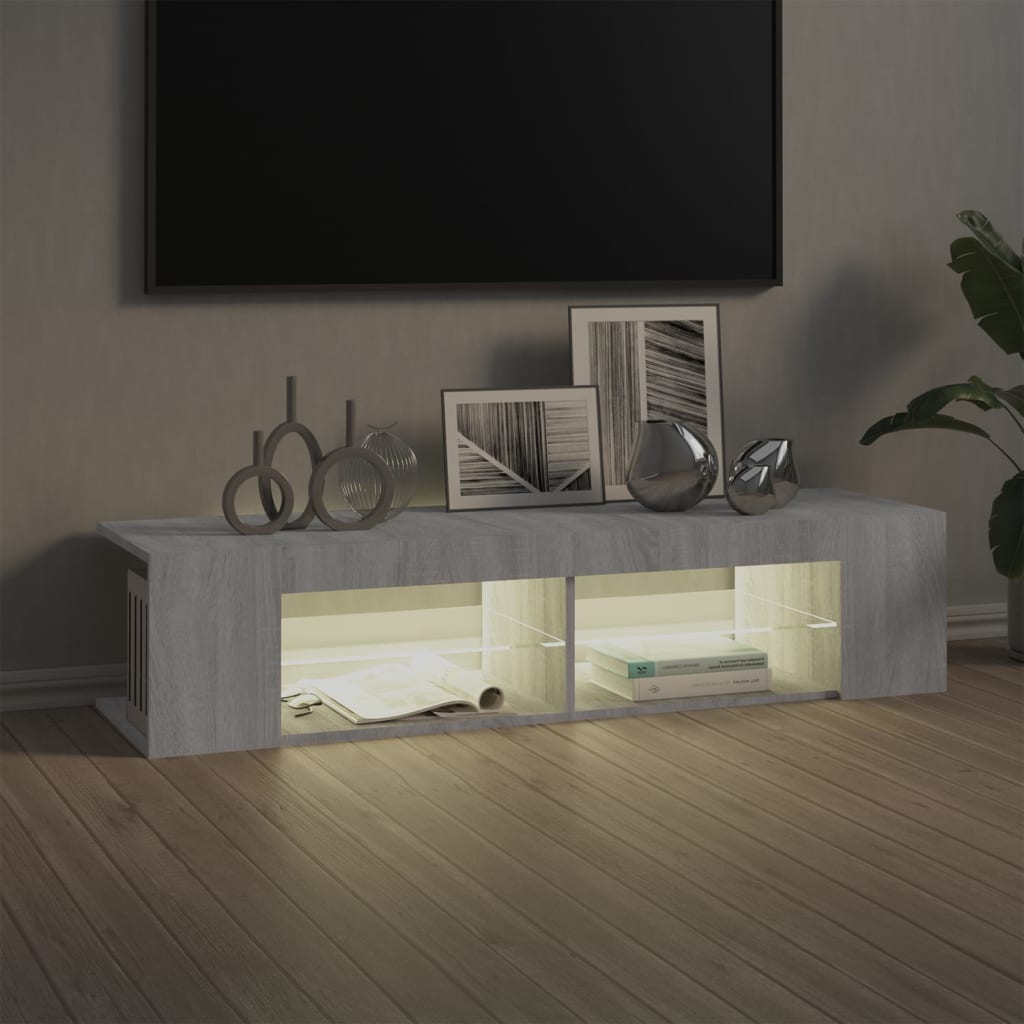 szürke sonoma színű TV-szekrény LED-lámpákkal 135 x 39 x 30 cm