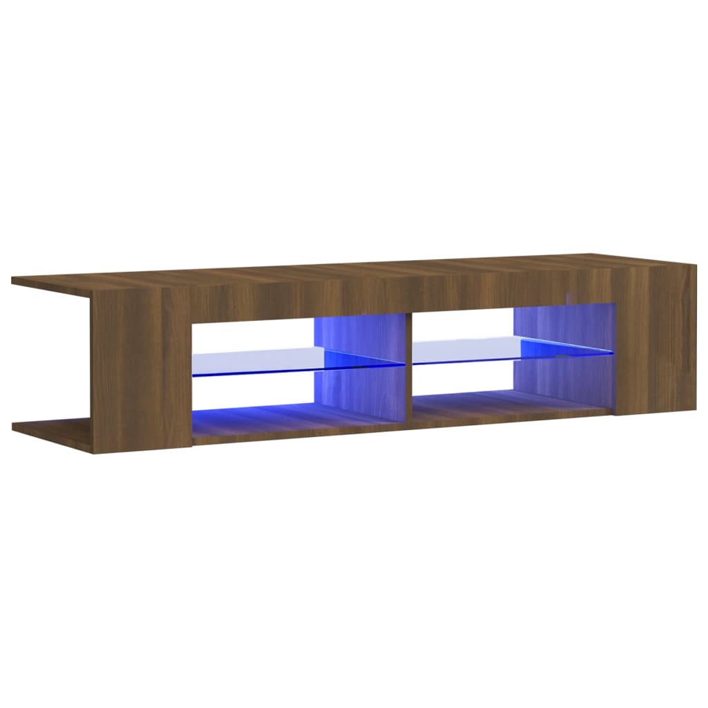 barna tölgyszínű TV-szekrény LED-világítással 135 x 39 x 30 cm