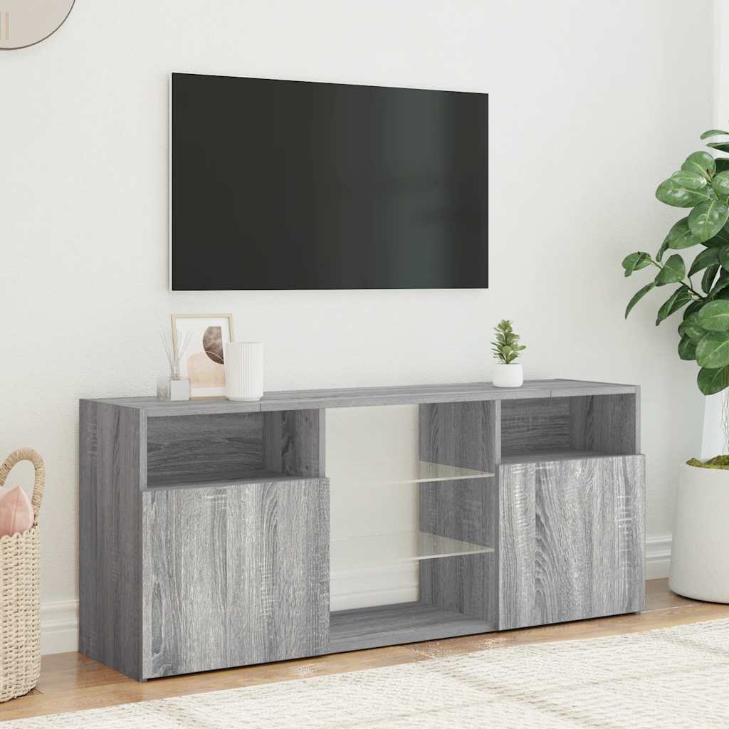 szürke sonoma színű LED-es TV-szekrény 120 x 30 x 50 cm