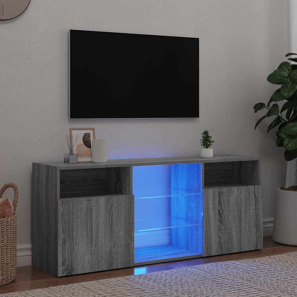 szürke sonoma színű LED-es TV-szekrény 120 x 30 x 50 cm
