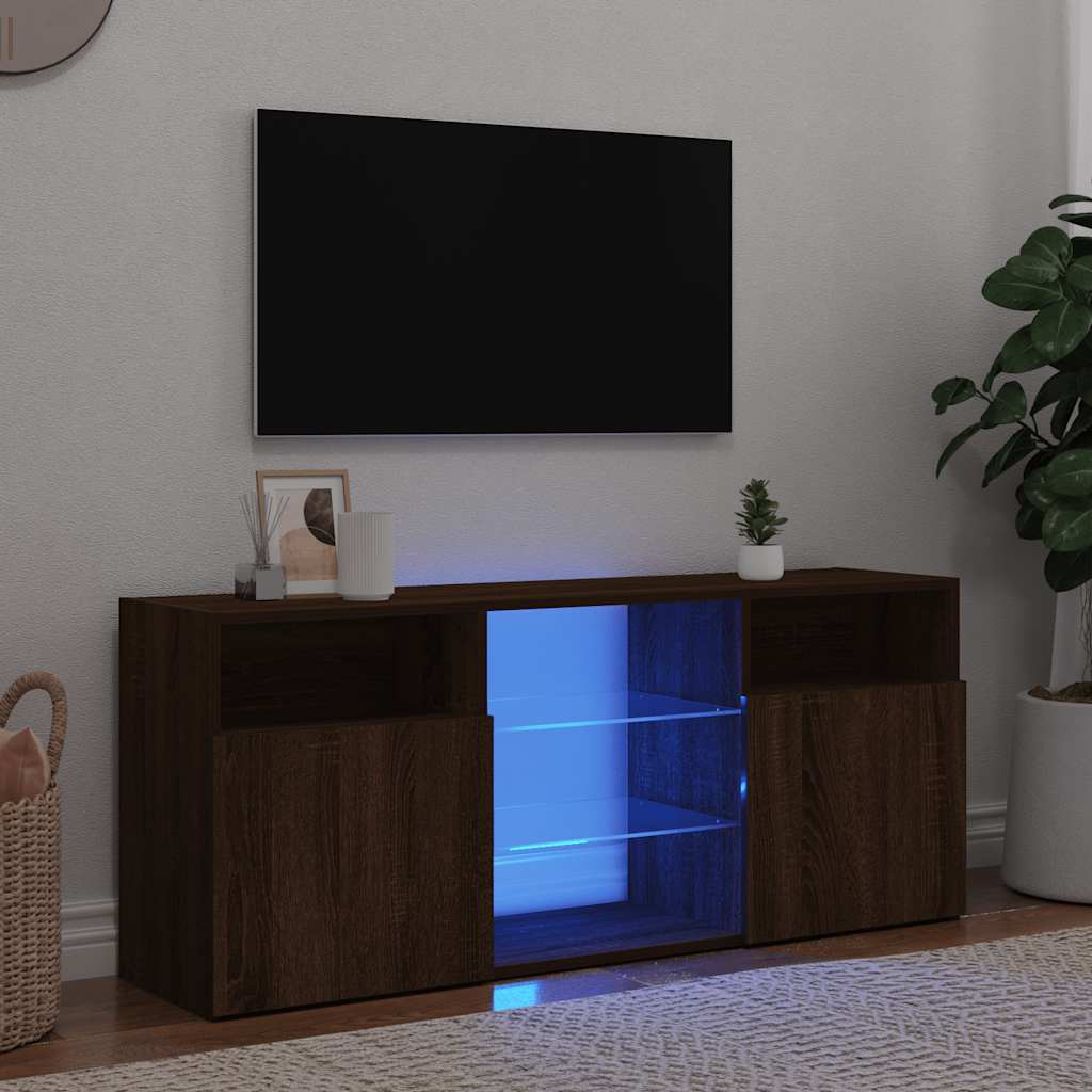 barna tölgy színű LED-es TV-szekrény 120x30x50 cm