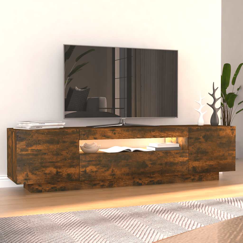 füstös tölgy színű TV-szekrény LED-világítással 160x35x40 cm