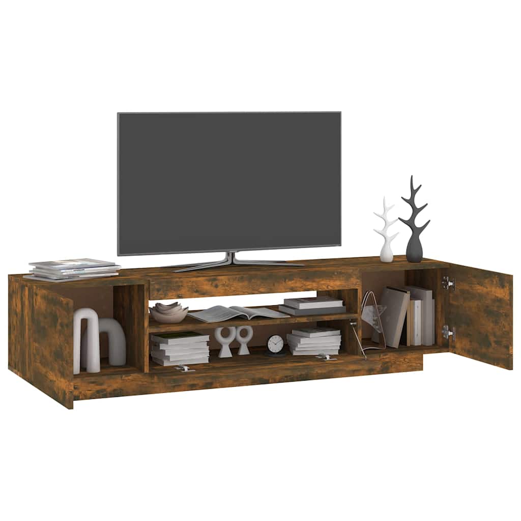 füstös tölgy színű TV-szekrény LED-világítással 160x35x40 cm