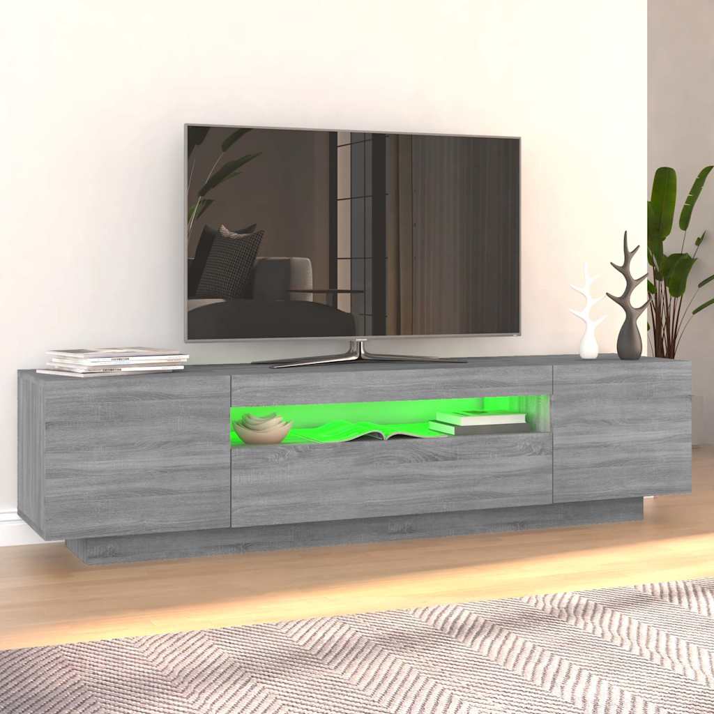 szürke sonoma színű TV-szekrény LED-lámpákkal 160x35x40 cm
