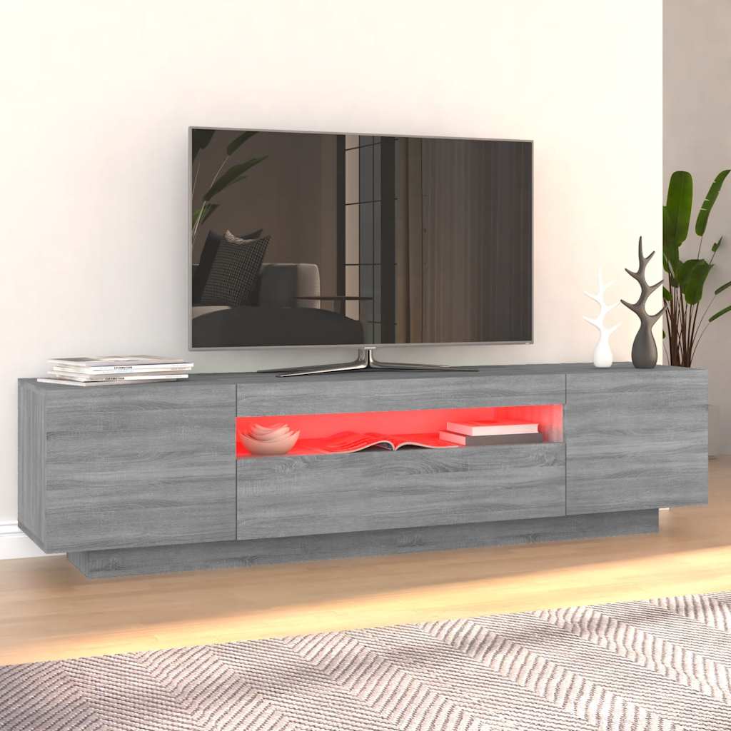 szürke sonoma színű TV-szekrény LED-lámpákkal 160x35x40 cm