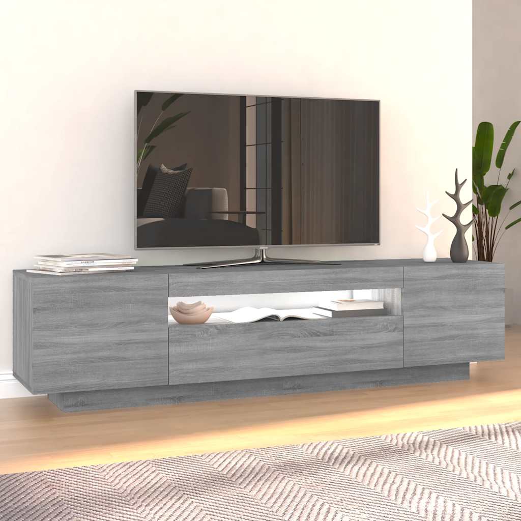 szürke sonoma színű TV-szekrény LED-lámpákkal 160x35x40 cm