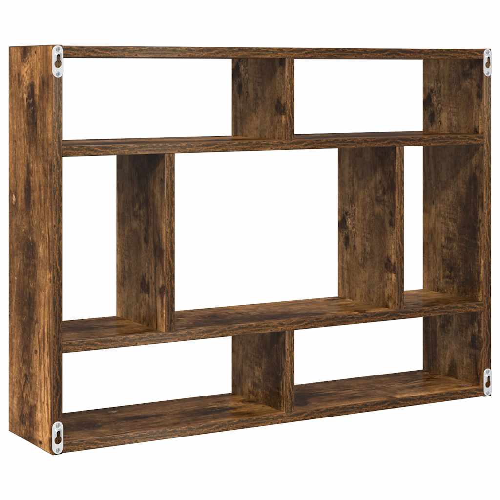 füstös tölgy színű szerelt fa fali polc 75x16x55 cm