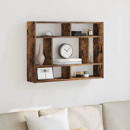 füstös tölgy színű szerelt fa fali polc 75x16x55 cm