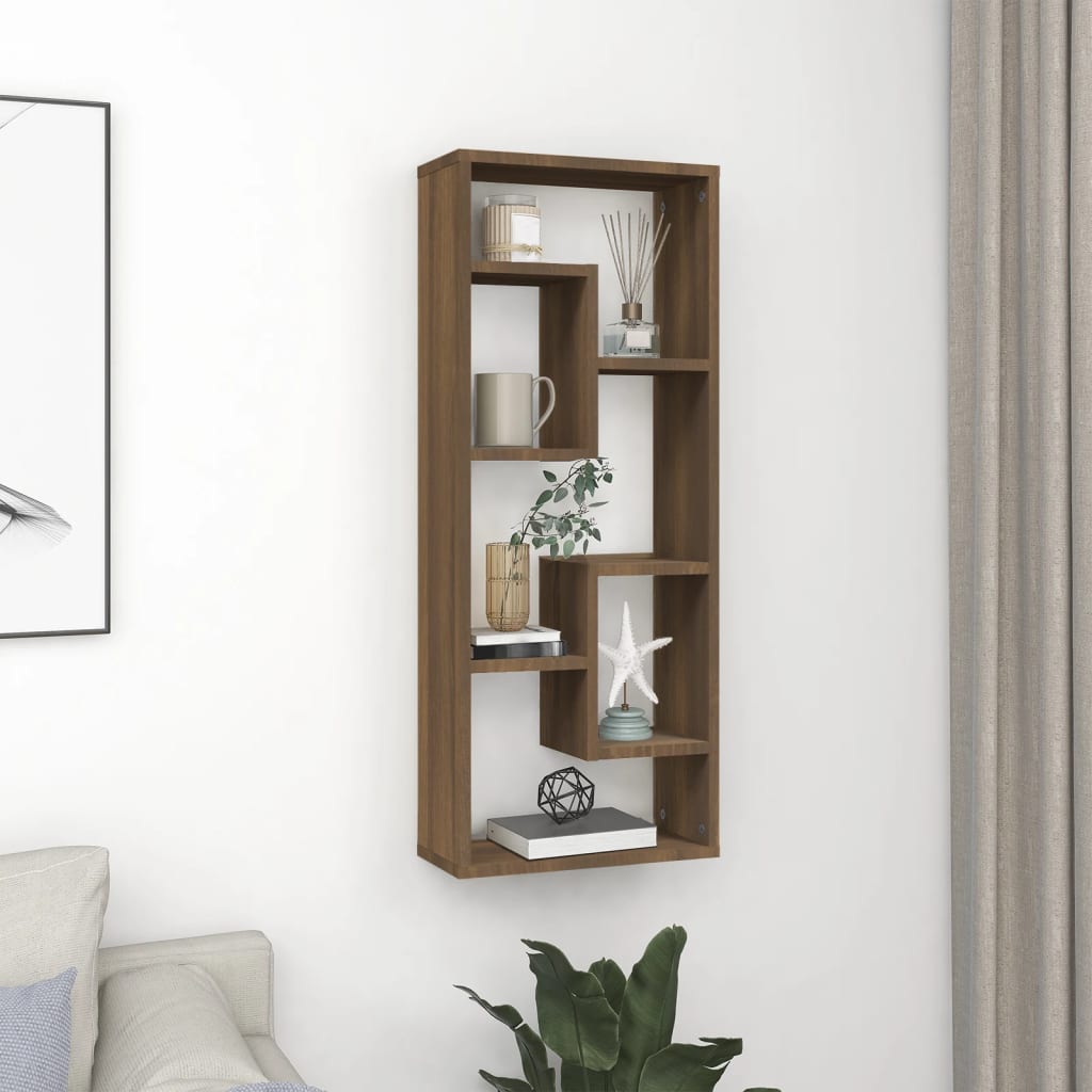barna tölgyszínű szerelt fa fali polc 36 x 16 x 90 cm