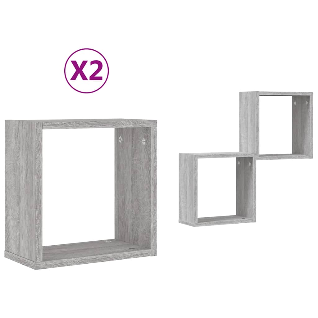 2 db szürke sonoma fali kockapolc 30 x 15 x 30 cm